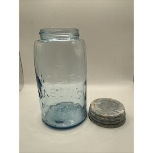 Nice Vintage‎ Cornflower Blue Atlas Mason's Patent Quart Fruit Canning Jar #9